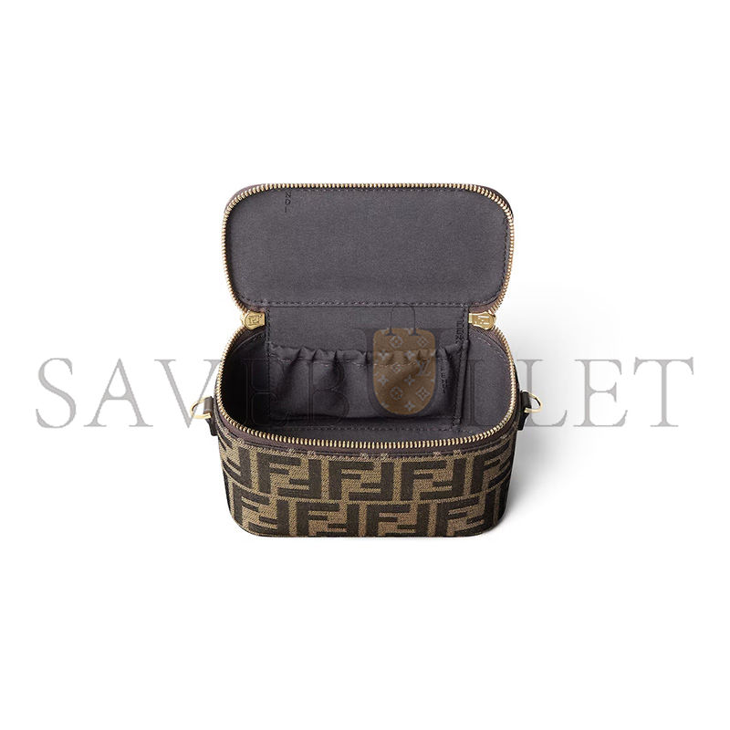 F**di vanity tobacco brown ff jacquard fabric mini-bag 8bs108afpmf1gl7 (16*11*8cm)